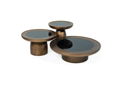 Designer Coffee table Living room Set 2x stainless steel Glass Modern Luxury Table